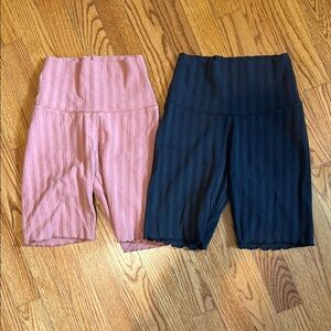 Aerie OFFLINE Pink and Black Biker Shorts Set